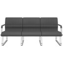 Ver imagem 1 de Cadeira Longarina 3 Lugares Recepção com Braço Pés Cromado Lev P03 Crepe Preto - Lyam Decor