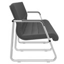 Ver imagem 2 de Cadeira Longarina 3 Lugares Recepção com Braço Pés Cromado Lev P03 Crepe Preto - Lyam Decor