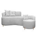 Ver imagem 1 de Sofá Redondo Grécia 1.45m 2 Lugares + Poltrona Bouclê Cinza com Pés de Metal Sofa Store