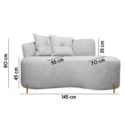 Sofá Redondo Grécia 1.45m 2 Lugares + Poltrona Bouclê Cinza com Pés de Metal Sofa Store - 4