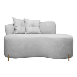 Sofá Redondo Grécia 1.45m 2 Lugares + Poltrona Bouclê Cinza com Pés de Metal Sofa Store - 2