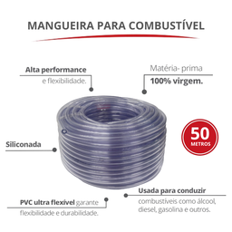 Mangueira para Combustível Bitola 6mm Espessura 2,5mm Rolo 50 Metros Durín - 2