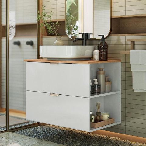 Armário Suspenso para Banheiro Moderno com Nichos sem Cuba