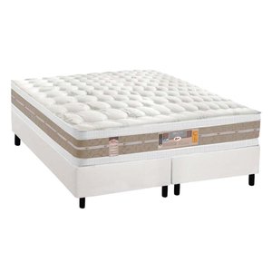 Cama Box Queen: Colchão Molas Castor Pocket Silver Star Air Double Face + Base White(158x198)