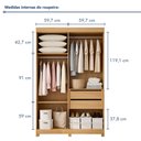 Ver mais imagens de Guarda Roupa Casal 4 Portas 2 Gavetas 100% MDF Jandaia Off White/Cinamomo