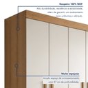 Ver imagem 2 de Guarda Roupa Casal 4 Portas 2 Gavetas 100% MDF Jandaia Off White/Cinamomo