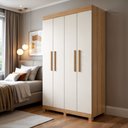 Ver imagem 1 de Guarda Roupa Casal 4 Portas 2 Gavetas 100% MDF Jandaia Off White/Cinamomo