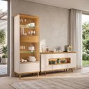 Ver imagem 1 de Kit Aparador Buffet Lizzano e Cristaleira com LED para Sala de Jantar Lúmen B01 Off White Cinamomo -