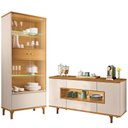 Ver imagem 2 de Kit Aparador Buffet Lizzano e Cristaleira com LED para Sala de Jantar Lúmen B01 Off White Cinamomo -