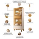 Ver imagem 3 de Kit Aparador Buffet Lizzano e Cristaleira com LED para Sala de Jantar Lúmen B01 Off White Cinamomo -
