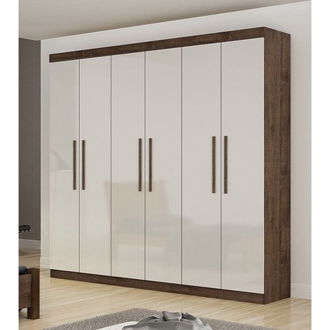 Guarda Roupa Casal 6 Portas 4 Gavetas - Belém-CANION / OFF WHITE - Star Móveis
