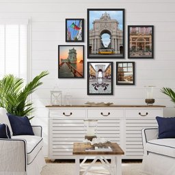 Composição 6 Quadros Fotografias Portugal - com Vidro:madeira Preta - 1