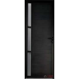 Porta de Aluminio Lambril Visor Lateral Linha Premium:2,10 X 0,70/esquerda/preto - 1