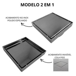 Ralo Inteligente 10x10 Modelo 2 em 1 Inox Invisível com Base Cinza + Caixa Sifonada 100mm - 4