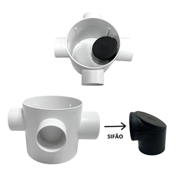 Ralo Inteligente 10x10 Modelo 2 em 1 Inox Invisível com Base Cinza + Caixa Sifonada 100mm - 6