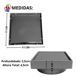 Ralo Inteligente 10x10 Modelo 2 em 1 Inox Invisível com Base Cinza + Caixa Sifonada 100mm - 2
