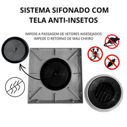 Ralo Inteligente 10x10 Modelo 2 em 1 Inox Invisível com Base Cinza + Caixa Sifonada 100mm - 3