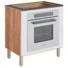 Balcao Forno Embutido Com Tampo Cooktop 80cm MDF Kali Carvalho Rust Branco Nicioli - 1