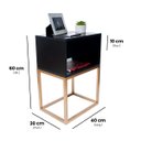 Ver imagem 2 de Kit 2 Mesas Cabeceira Industrial 40cm Preto Gavetas e Nicho Base Metal Dourada Lateral Cama