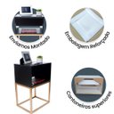 Ver imagem 4 de Kit 2 Mesas Cabeceira Industrial 40cm Preto Gavetas e Nicho Base Metal Dourada Lateral Cama