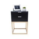 Ver imagem 5 de Kit 2 Mesas Cabeceira Industrial 40cm Preto Gavetas e Nicho Base Metal Dourada Lateral Cama