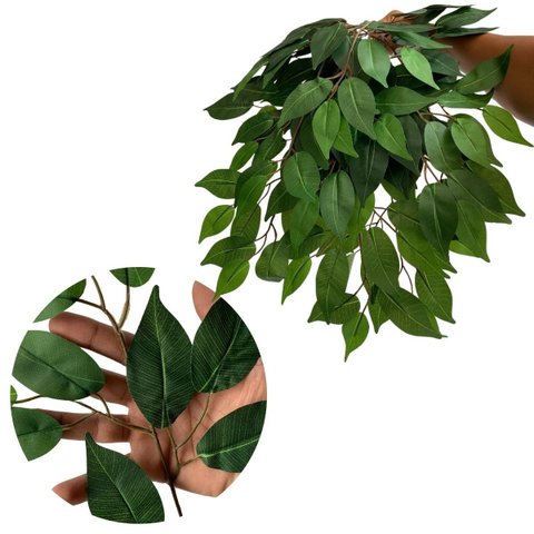 Kit 18 Folhas de Fícus Artificial Grande para Árvores Jardins e Ambientes