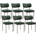 Ver imagem 1 de Kit 06 Cadeiras Estofadas para Sala de Jantar Melina Base Arena L02 Couríssimo Verde Musgo - Lyam