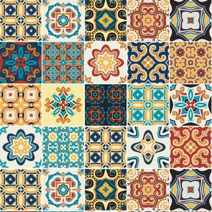 Papel de Parede Decorativo Azulejo Clássico Vintage Colorido 2,5m