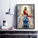 Ver imagem 2 de Quadro Jesus Abençoando Médico 24x18cm - com Vidro:madeira Branca