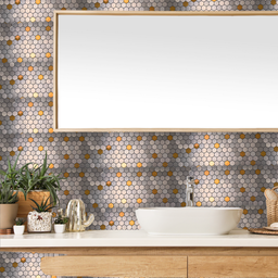 Pastilha Adesiva Aluminio Decoração Banheiro Colmeia Cobre - 3