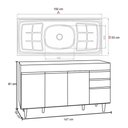 Ver imagem 4 de Balcão Gabinete com Pia Inox 150cm Marrocos Castanho/Cinza - Lumil Lumil Móveis