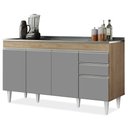 Ver imagem 2 de Balcão Gabinete com Pia Inox 150cm Marrocos Castanho/Cinza - Lumil Lumil Móveis