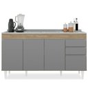 Ver imagem 7 de Balcão Gabinete com Pia Inox 150cm Marrocos Castanho/Cinza - Lumil Lumil Móveis