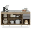 Ver imagem 5 de Balcão Gabinete com Pia Inox 150cm Marrocos Castanho/Cinza - Lumil Lumil Móveis
