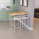 Ver imagem 2 de Bancada Cozinha Balcão Gourmet Pinus 2 Banquetas Estofado Br