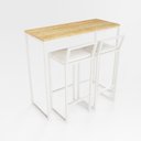 Ver imagem 1 de Bancada Cozinha Balcão Gourmet Pinus 2 Banquetas Estofado Br
