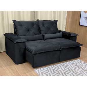Sofá Retrátil Reclinável 2,50 M Preto 204 Athenas