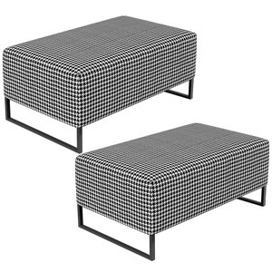 Kit 02 Puffs Decorativo Sala de Estar Cléo W01 Base Ferro 90 cm Suede Pied Poule - Lyam Decor