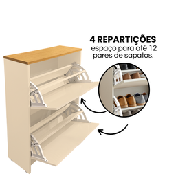 Sapateira com 2 Portas Organizadora Off White com Cinamomo - 7