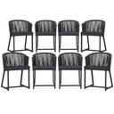 Ver imagem 1 de 8 Cadeiras de Jantar Área Noronha em Alumínio com Pintura Preta Corda Náutica Estofado 11 Trama Orig