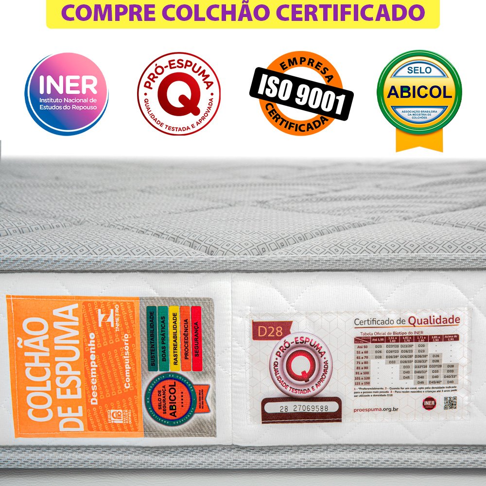 Colchão Queen Bf Espuma D28 a Vácuo Ortopédica Certificada 158x198x17cm - Bf - 7