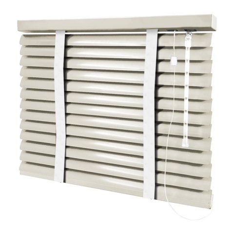 Persiana Horizontal - 0,80m Larg X 2,50m Alt - Alumínio 50mm com Fita Decorativa - Cor: Bege Claro -