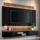Ver imagem 3 de Painel Tv 55 Pol 180cm Bancada Suspensa Illuna H01 Off/castanho - Mpozenato