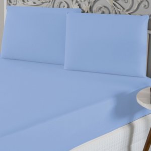 Jogo de Lençol King Malha 100% Algodão 3 Peças Dona Zeze Nobre Azul Bebe