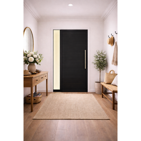 Porta Lambril Vidro Lateral Alumínio Preto com Puxador 210x100 Lado Esquerdo