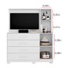 Cômoda Sapateira Com Painel Para TV 4 Gavetas Azaléia A02 Branco Fosco - Mpozenato - 4