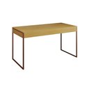 Ver imagem 3 de Mesa de Escritório Industrial Malta Canela 137x53cm Base Cobre com 1 Cadeira Branca Eames Eiffel