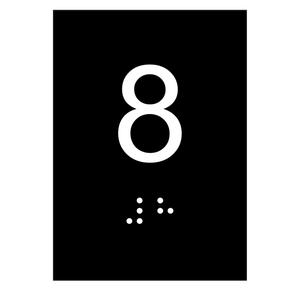 Kit 10 Placas Braile Ps do 8° Andar Elevador Preto