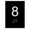 Kit 10 Placas Braile Ps do 8° Andar Elevador Preto - 1