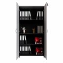 Ver mais imagens de Armário Alto New City 2 Portas 80 cm Cinza Cristal/Preto Gebb Work